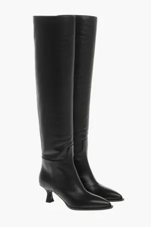3Juin Over-the-Knee Leather Boots with Point Toe