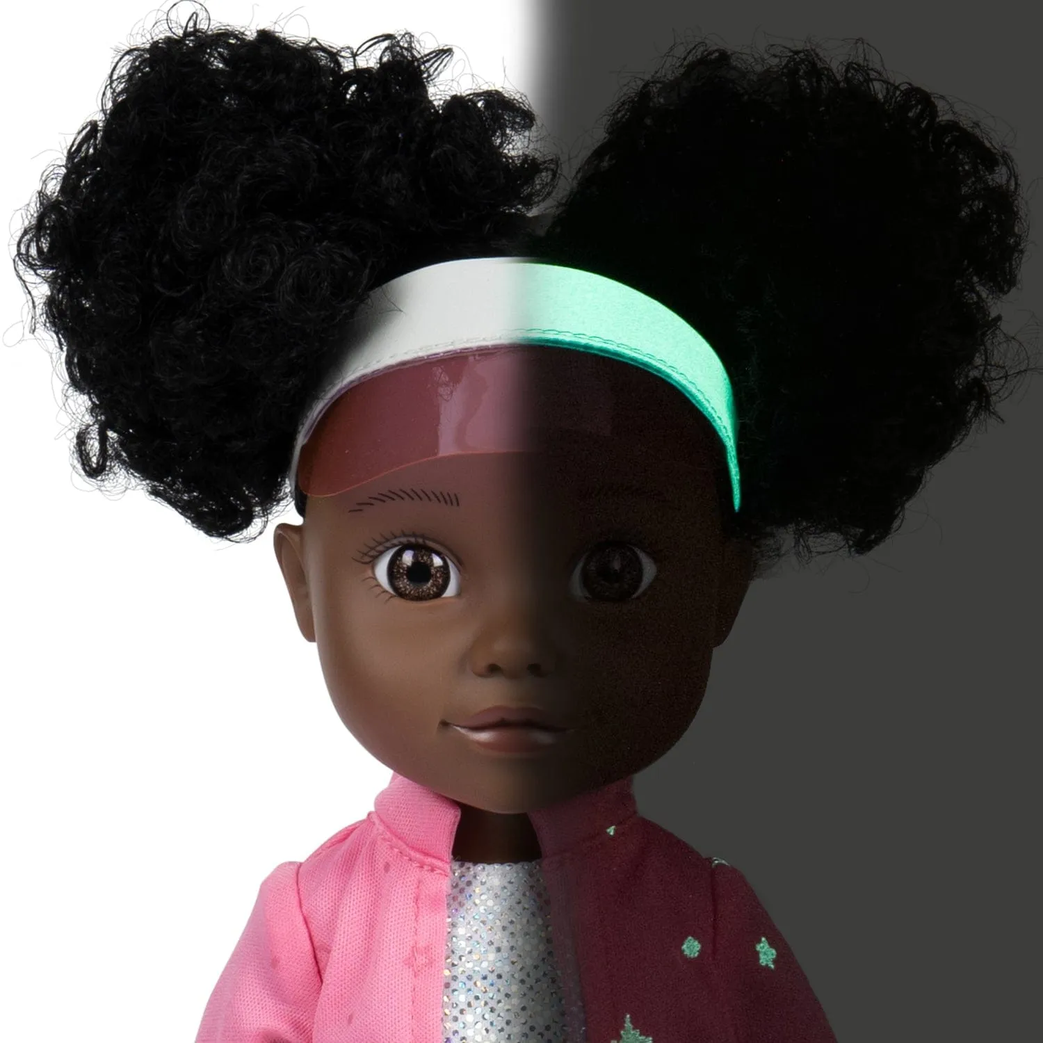 Adora Glow Girls African American Doll Set with Glow-in-the-Dark Clothes & Accessories - Serena