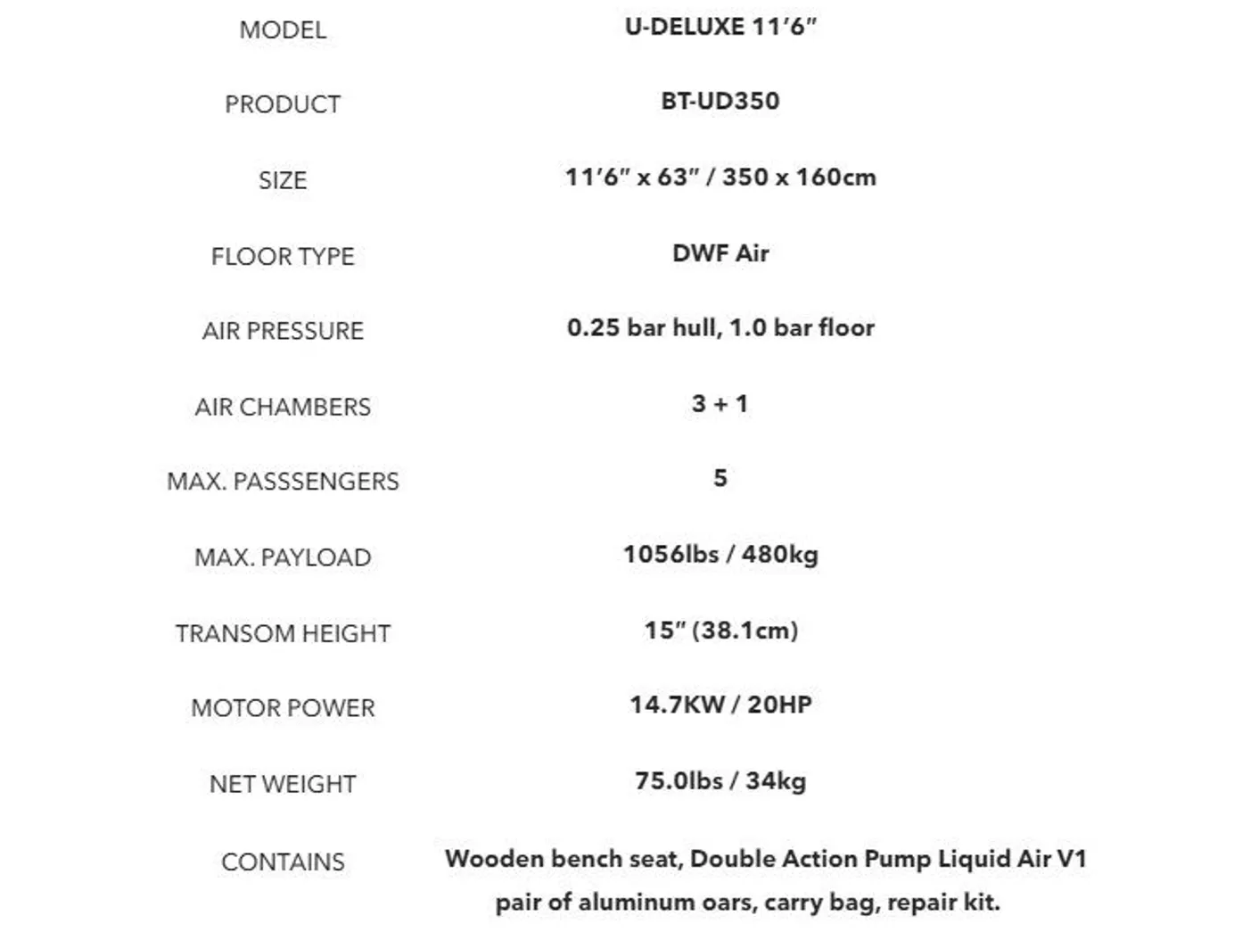 Aqua Marina Deluxe U-Type Yacht Tender - 350cm - In Stock