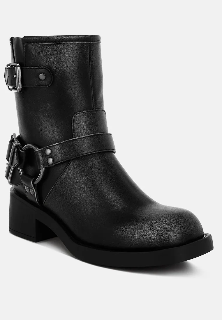 Caribou Harness Detail Biker Boots