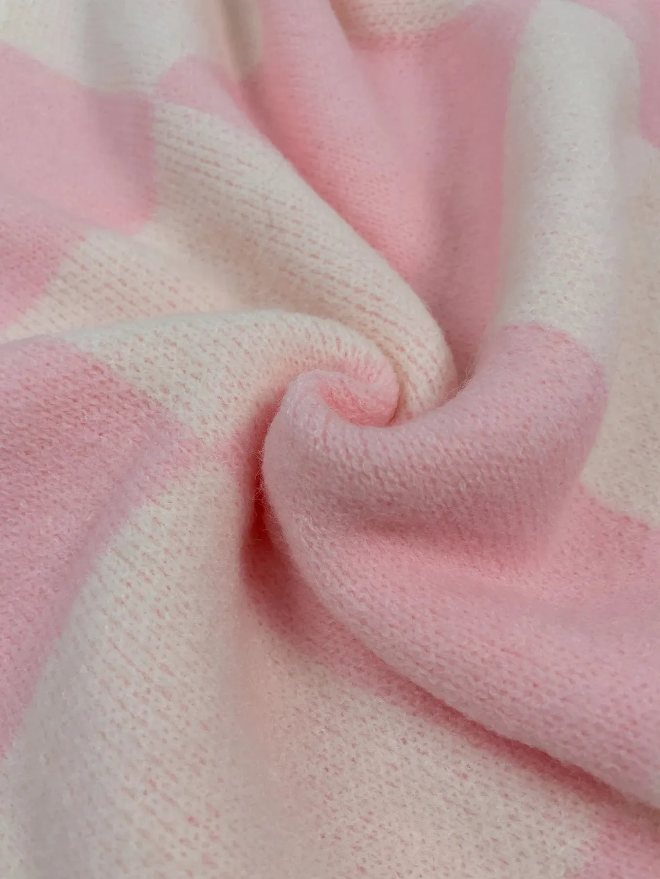 Checkered High Neck Sweater Pink and Cream Jumper