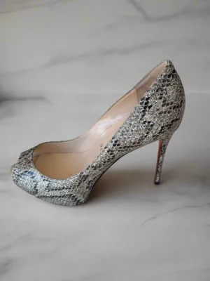 CHRISTIAN LOUBOUTIN Snakeskin Glitter Pumps size - 37