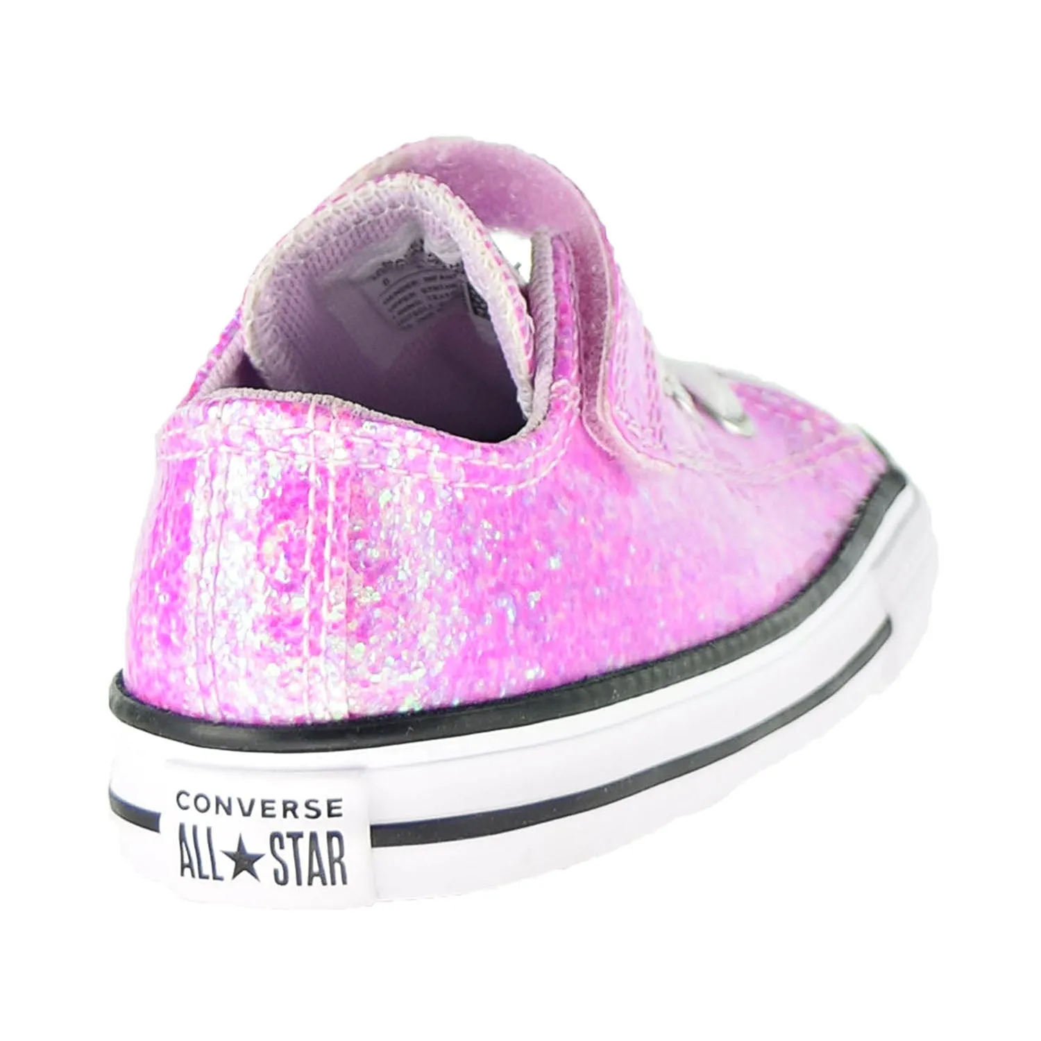 Converse Chuck Taylor AS Hook And Loop Glitter Ox Toddler Shoes Lilac Mist-Black