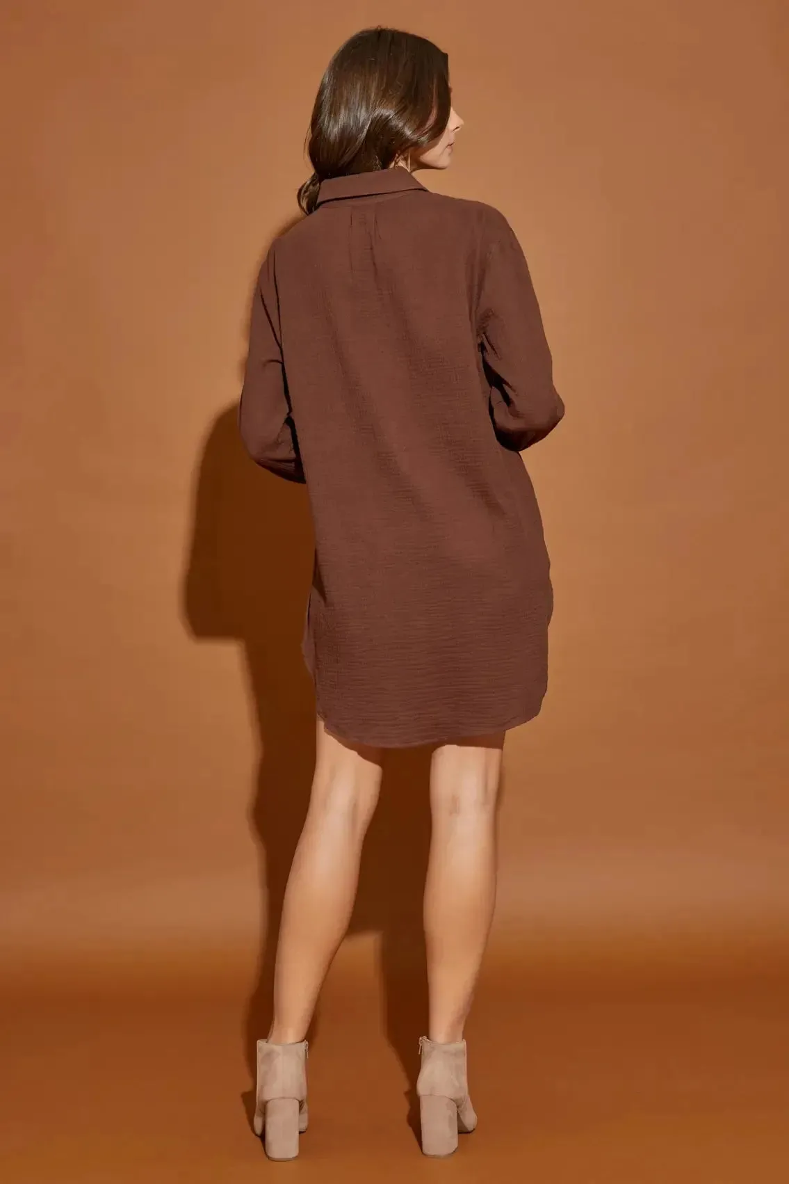 Cotton Double Gauze Oversized Shirt Dress