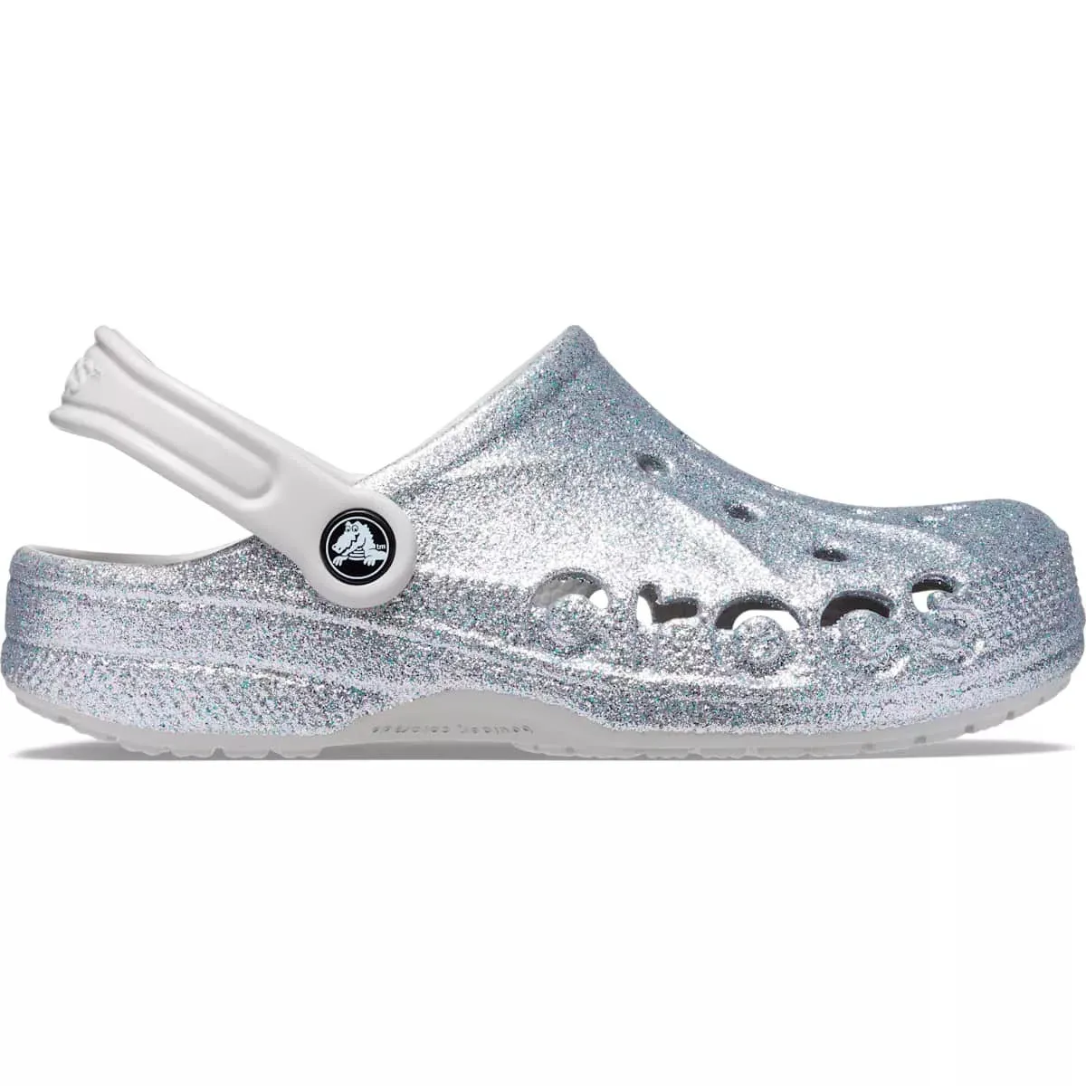 Crocs 10126 Adult Baya Glitter Clogs, Silver Glitter, M7/W9