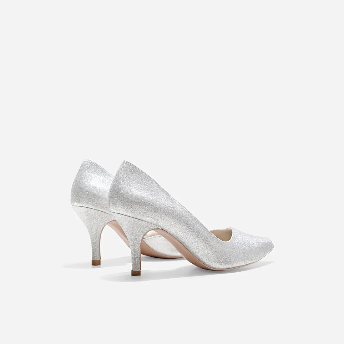 Cynthia Silver Glitter Heels