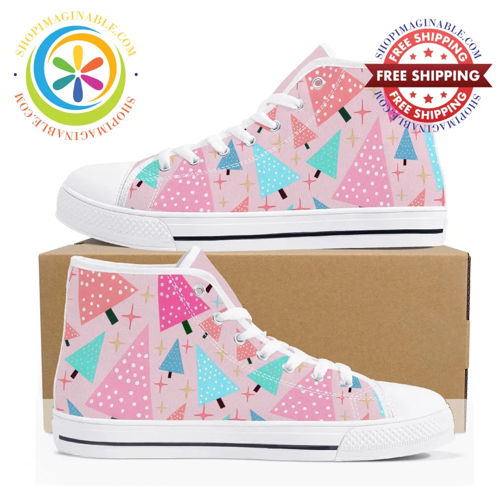 Festive Trees Ladies High Top Canvas Shoes