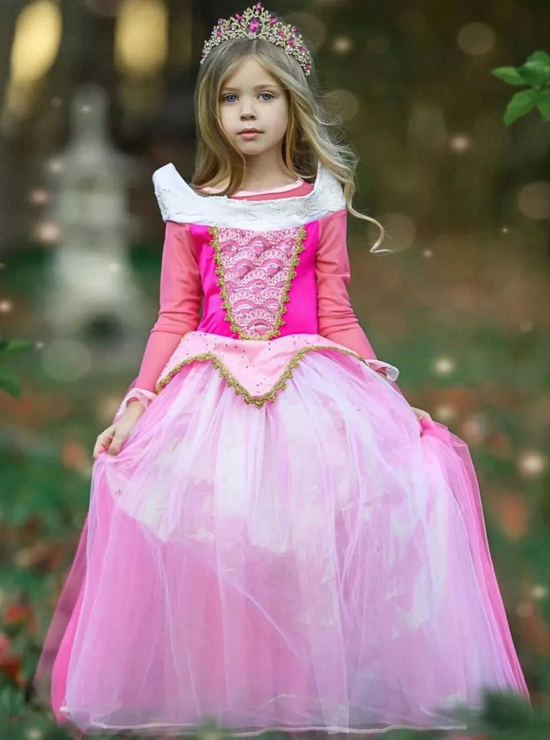 Girls Deluxe Aurora Sleeping Beauty Inspired Princess Dress
