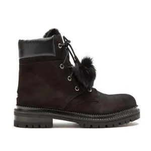 JIMMY CHOO Elba Suede and Rabbit-Fur Ankle Boots, Black