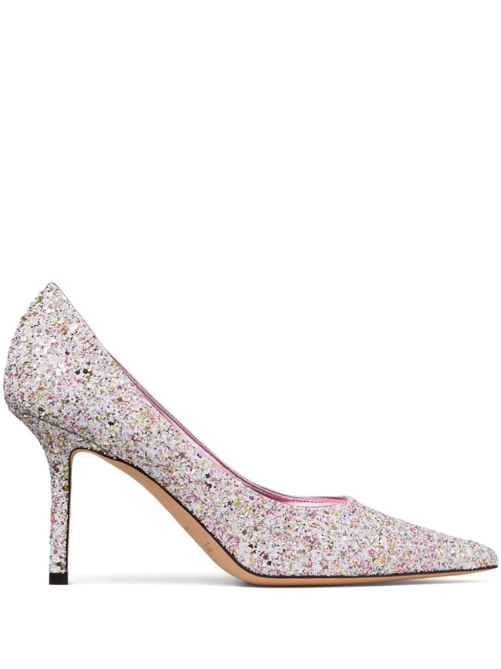 JIMMY CHOO Glittered Leather Pumps with High Stiletto Heel