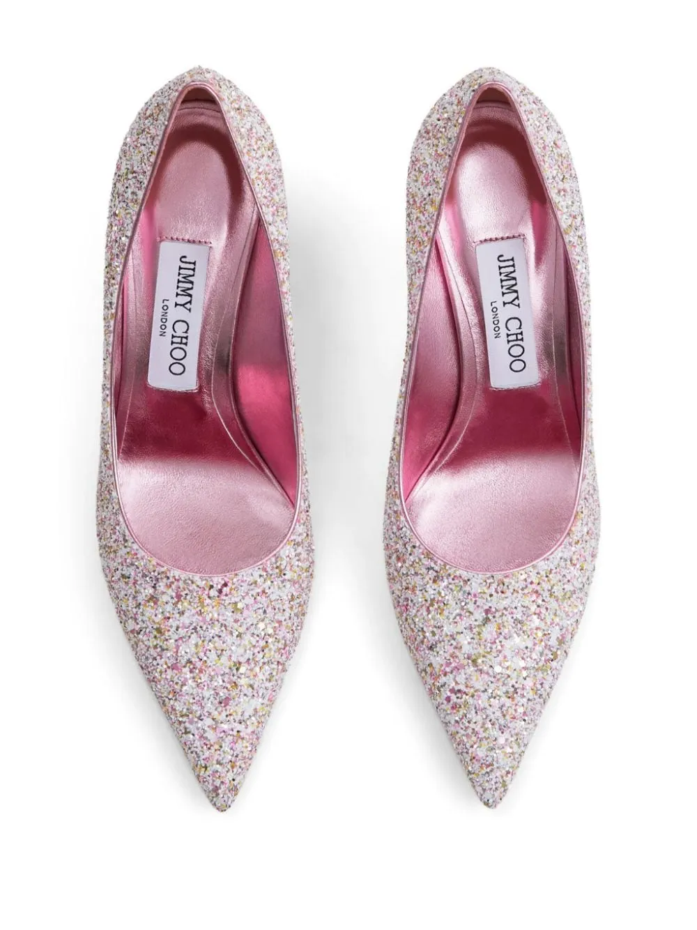 JIMMY CHOO Glittered Leather Pumps with High Stiletto Heel