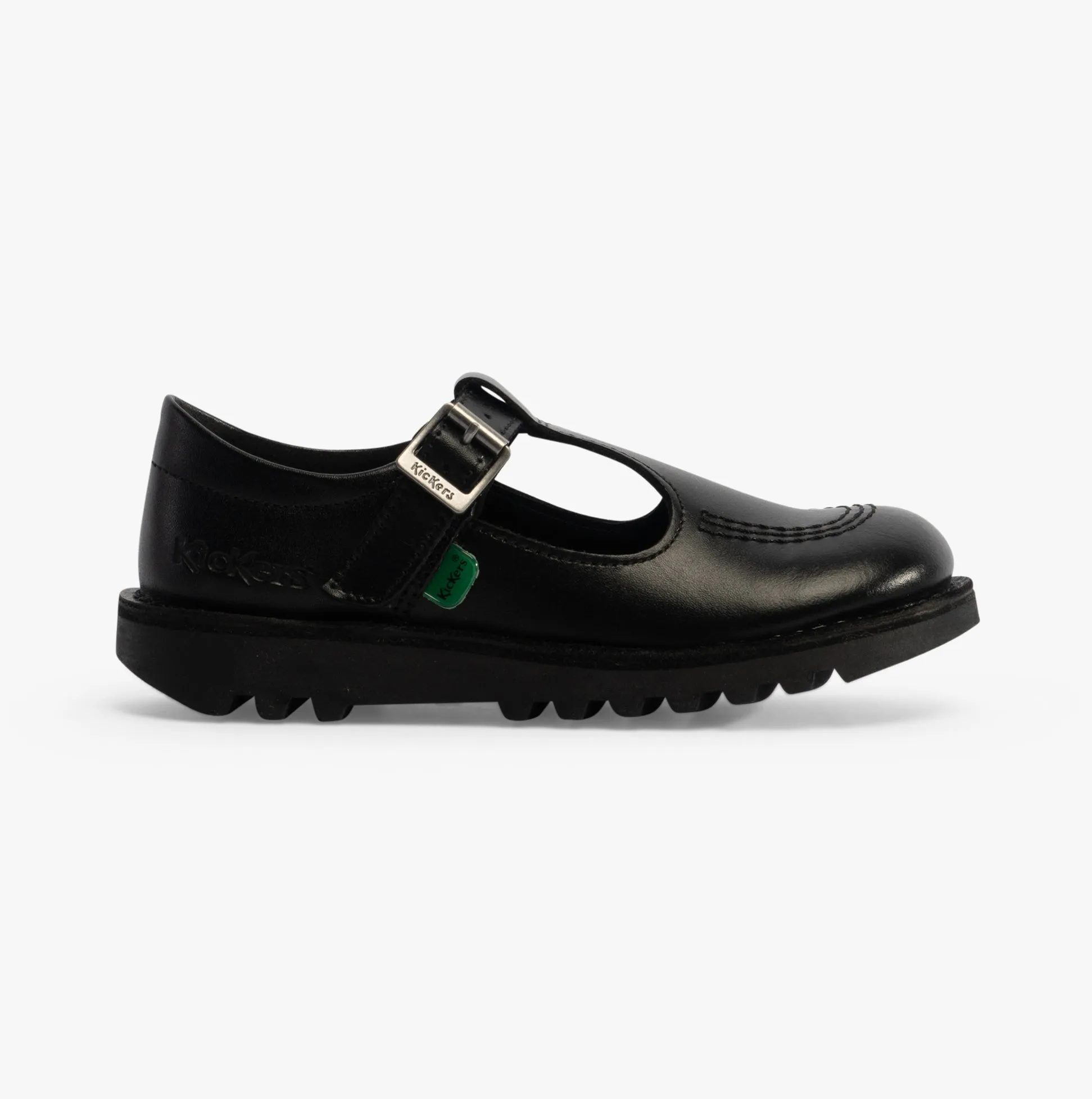KICK Girls T-Bar Leather Shoes Black