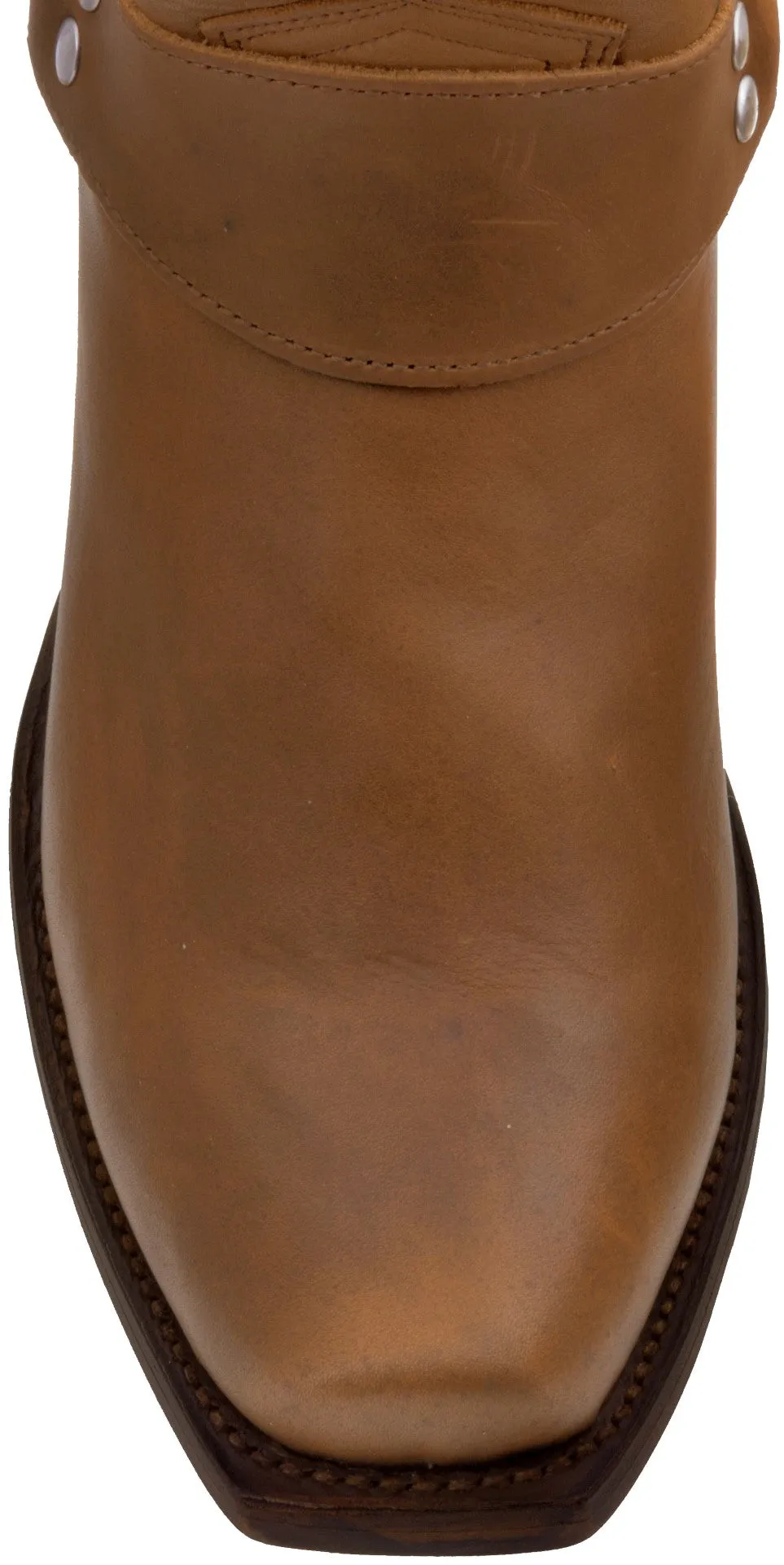 Men's Honey Brown Rider Leather Harness Biker Boots Square Toe