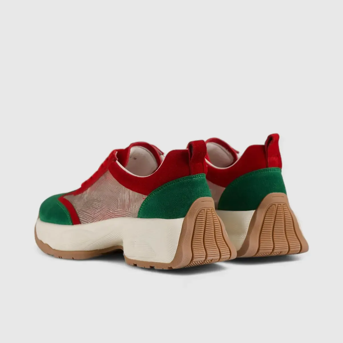 Morbido Ladies Leather Statement Sneakers Red 828-1