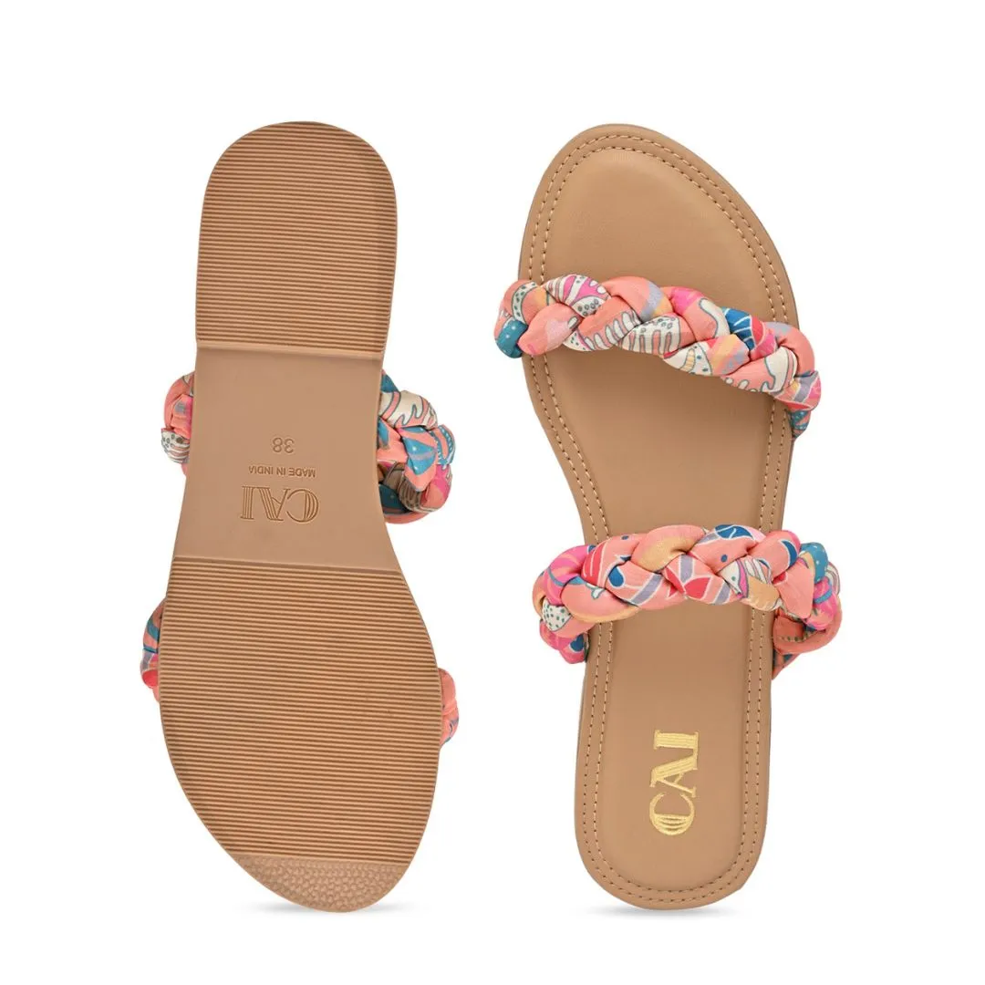 Multi Fabric Two Strap Flat