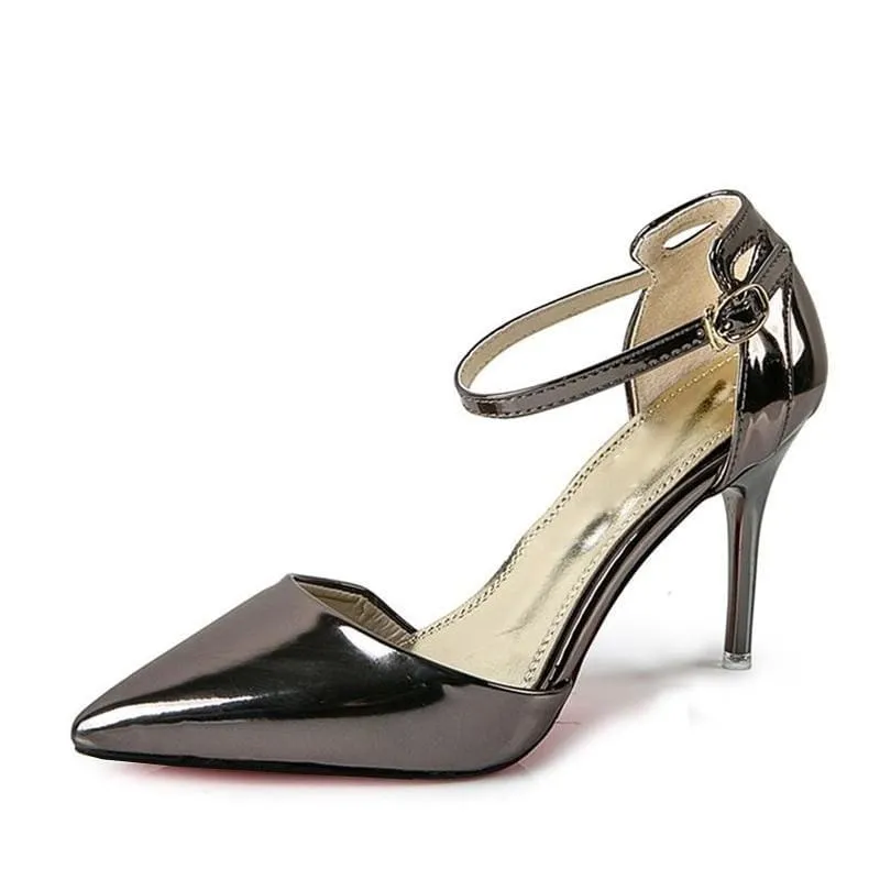 Pointed Toe Ankle Buckle Sexy Lady Pumps