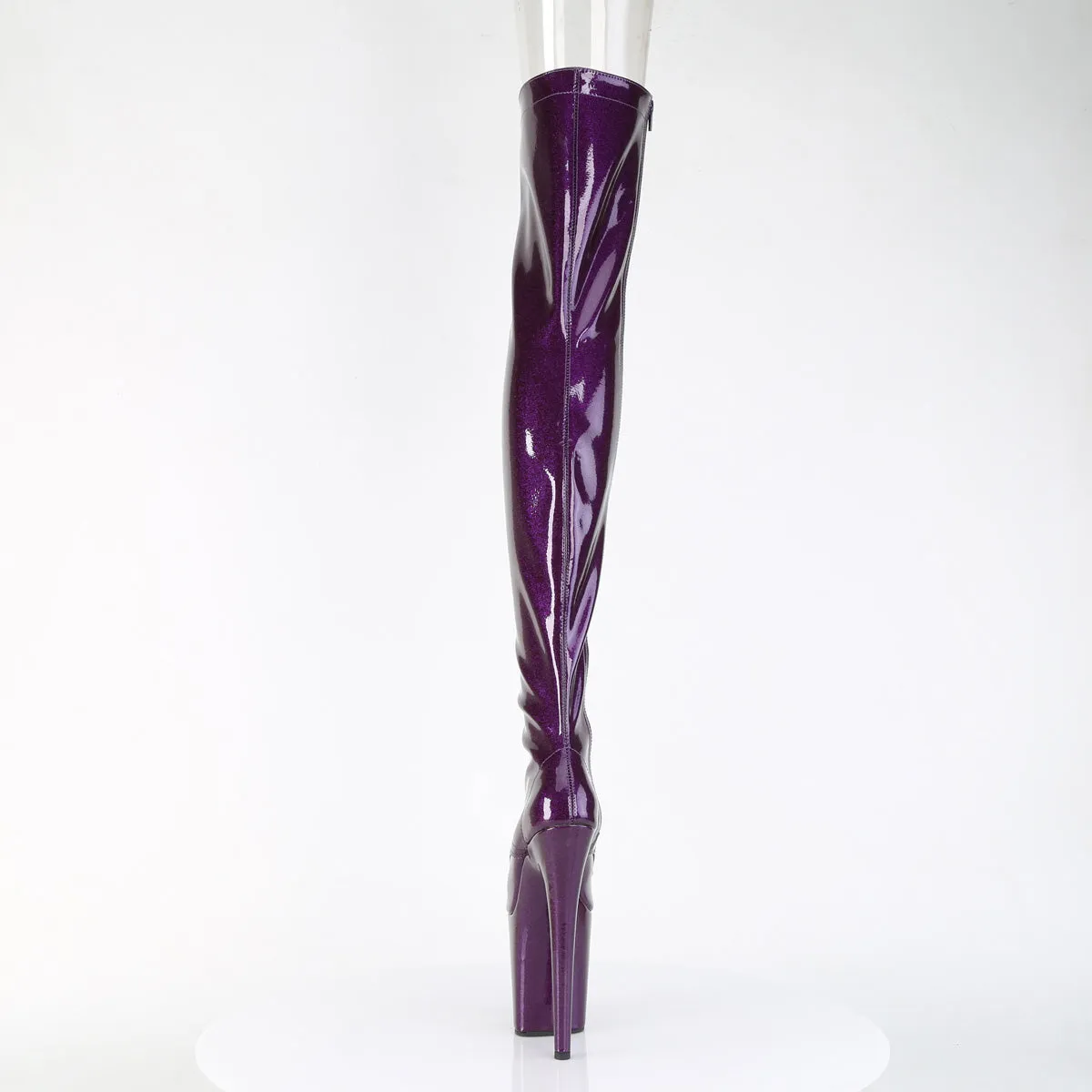 Purple Glitter Peep Toe Thigh High Boots Flamingo-3021GP