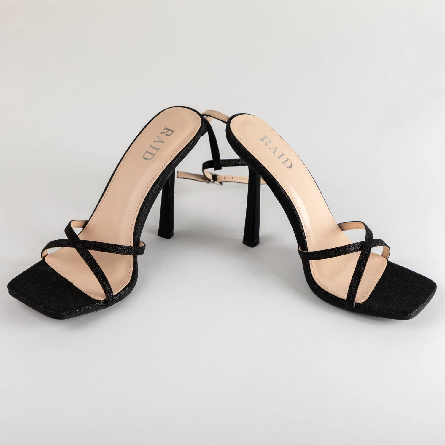 RAID Willia Heeled Sandal in Black Glitter