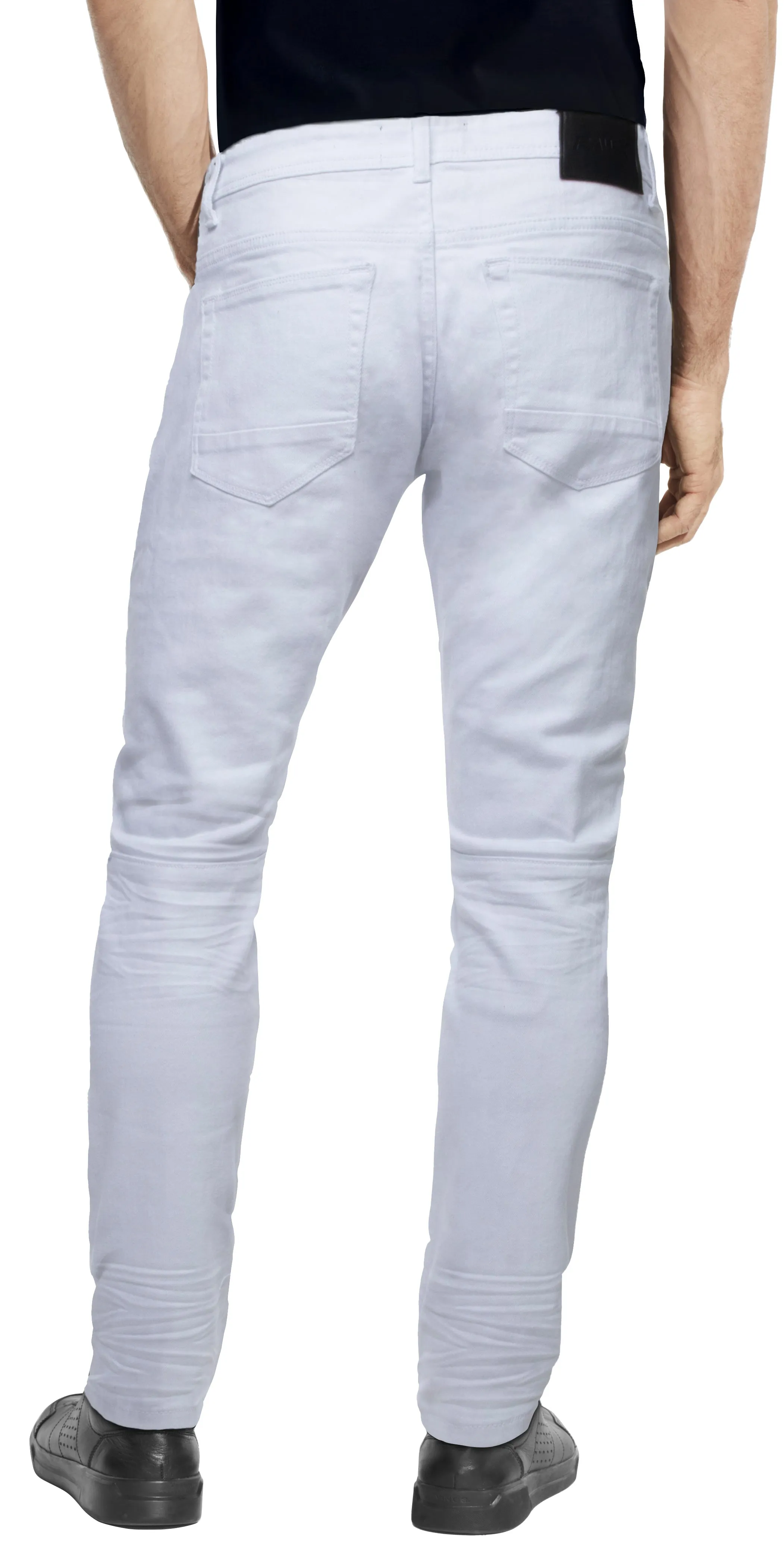 RAW X Men's Skinny Fit Ripped Knee Moto Biker Denim Pants