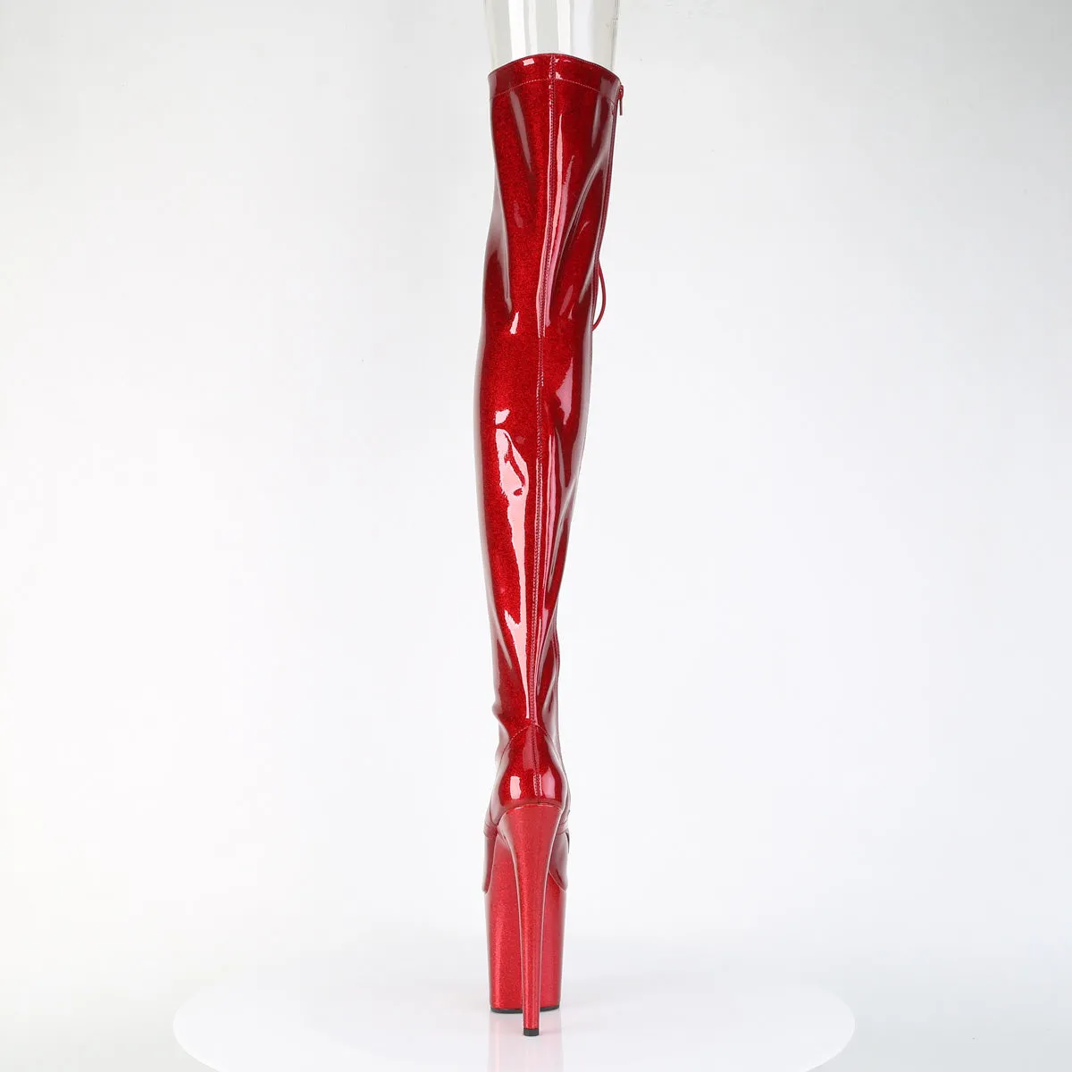 Red Glitter Peep Toe Thigh High Boots Flamingo-3021GP