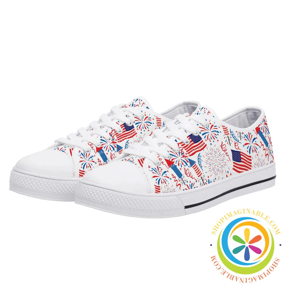 Red White & USA!  Ladies Low Top Canvas Shoes