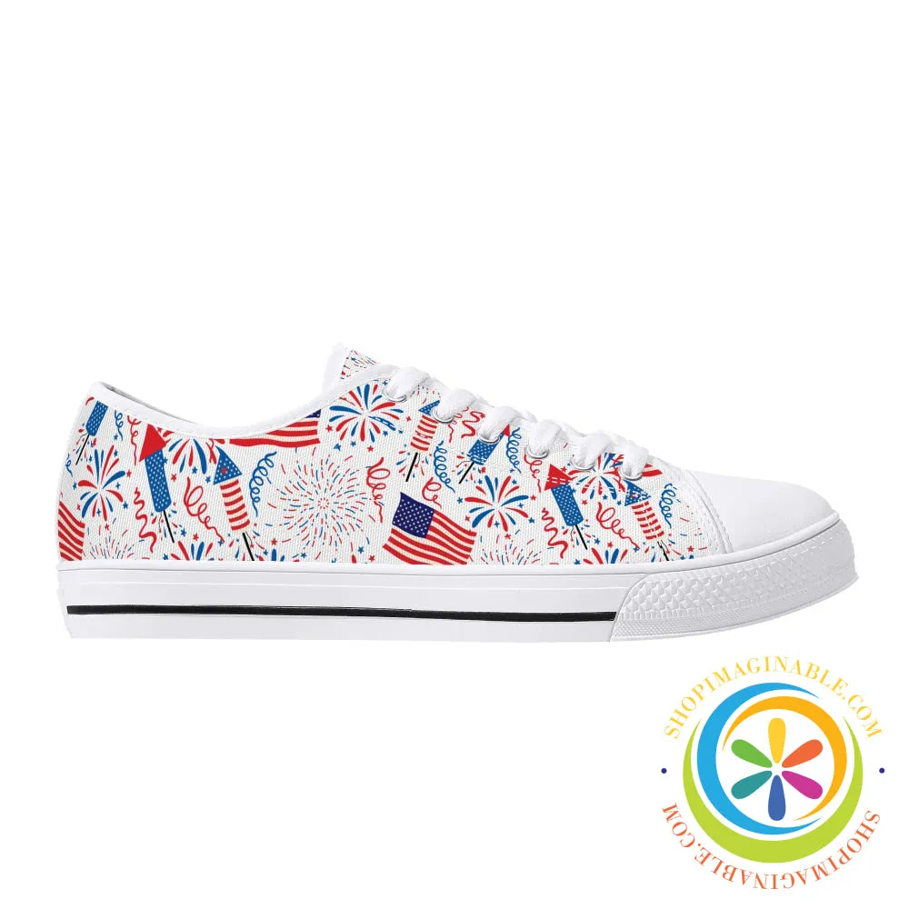 Red White & USA!  Ladies Low Top Canvas Shoes