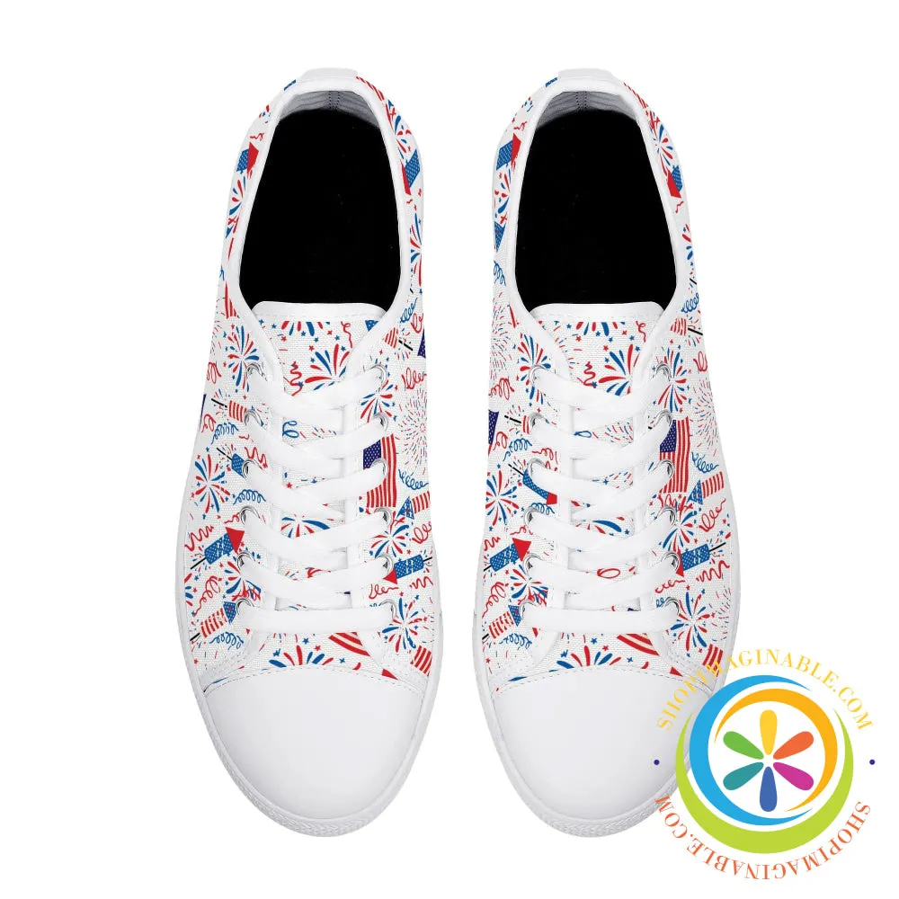 Red White & USA!  Ladies Low Top Canvas Shoes