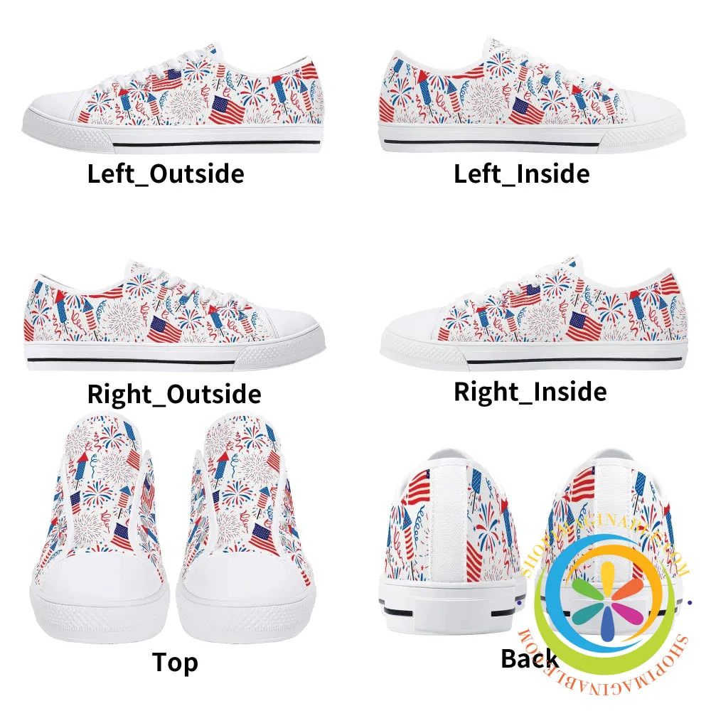 Red White & USA!  Ladies Low Top Canvas Shoes