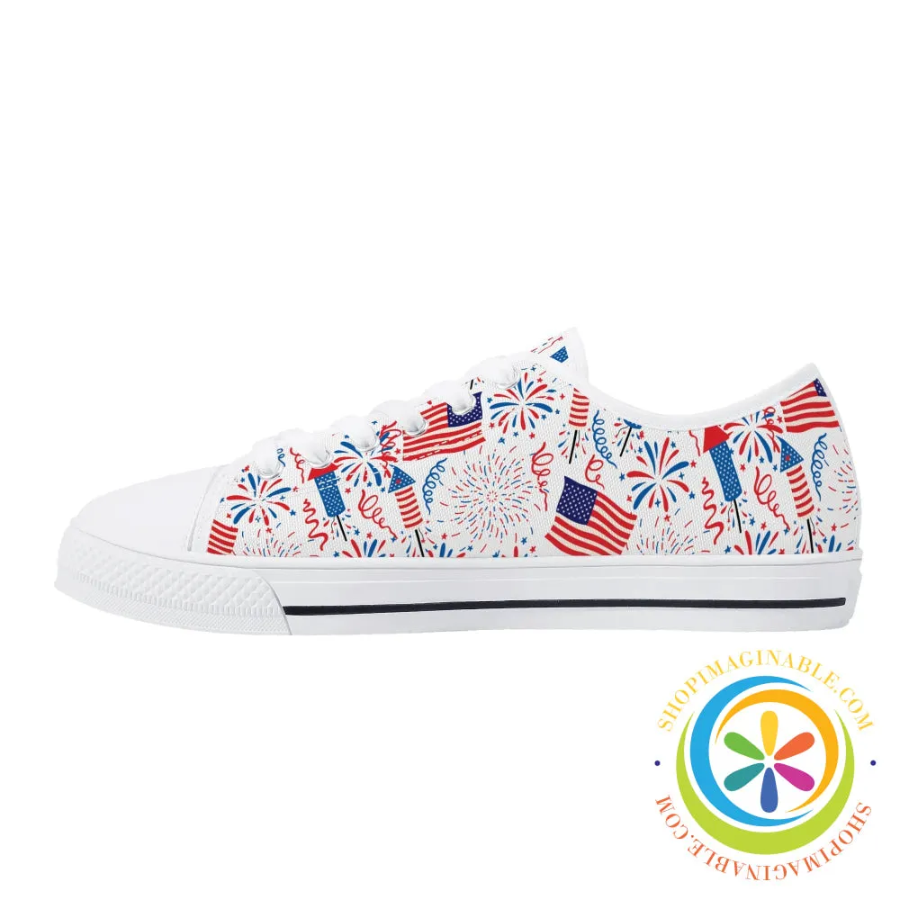 Red White & USA!  Ladies Low Top Canvas Shoes
