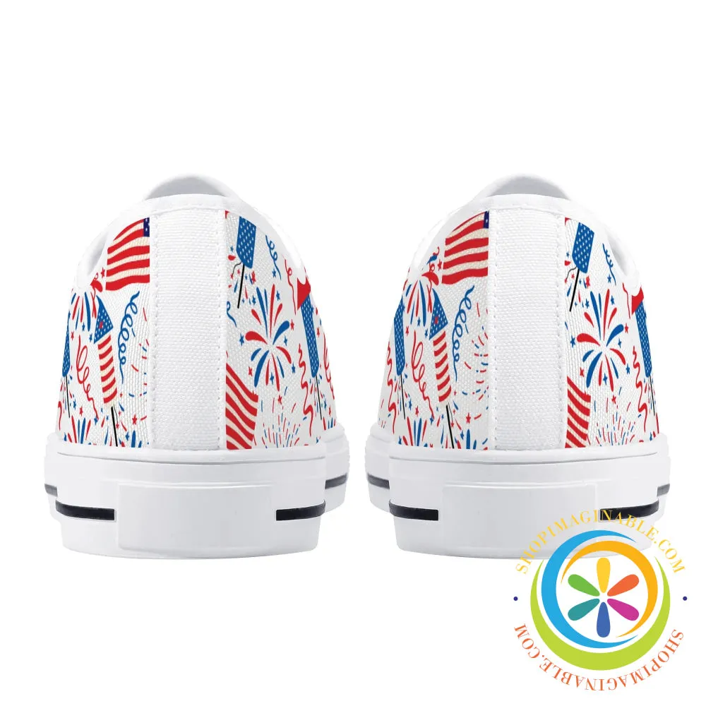 Red White & USA!  Ladies Low Top Canvas Shoes