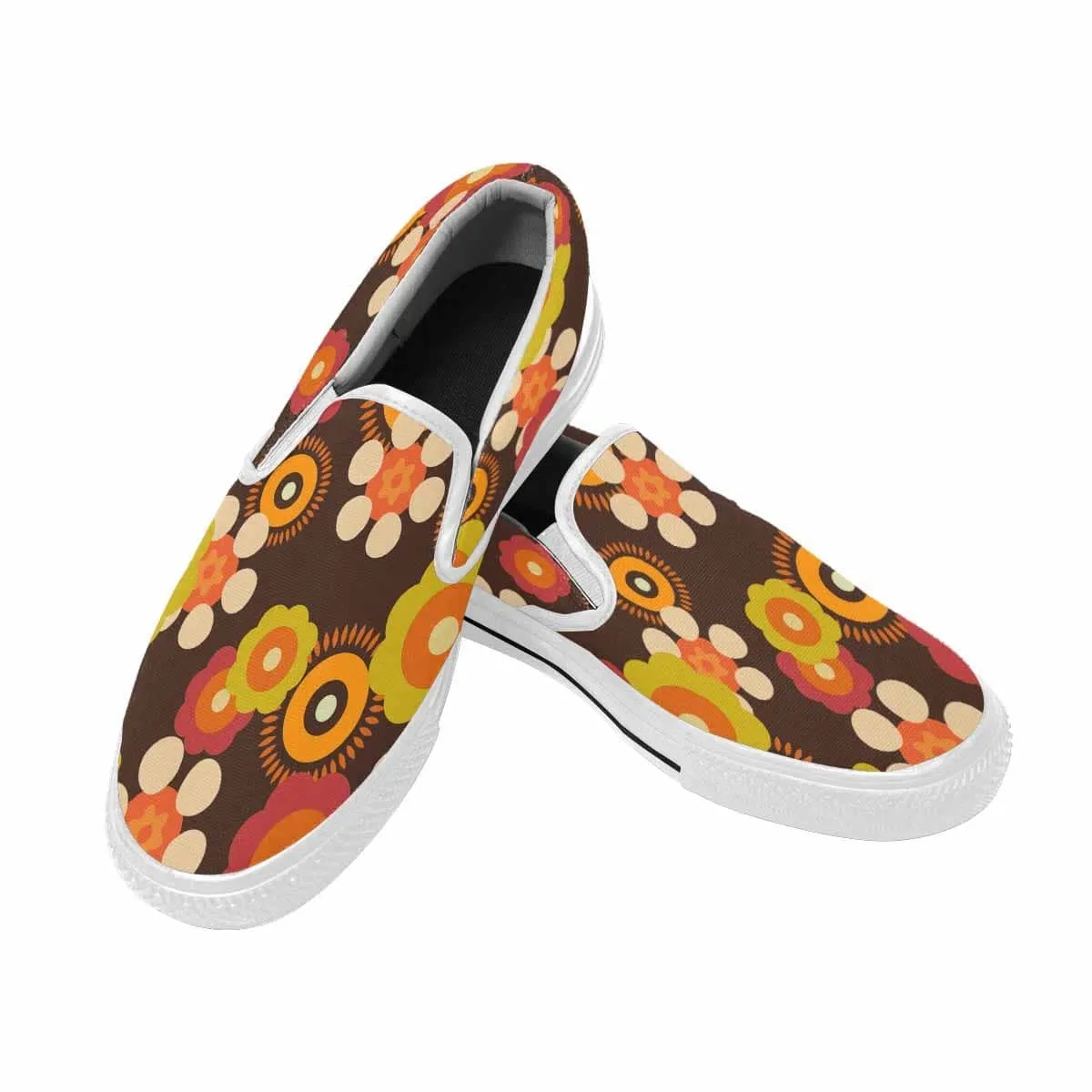 Retro 70s Flower Power Women's Slip-on Canvas Shoes