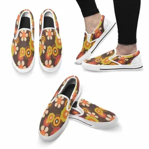 Retro 70s Flower Power Women's Slip-on Canvas Shoes