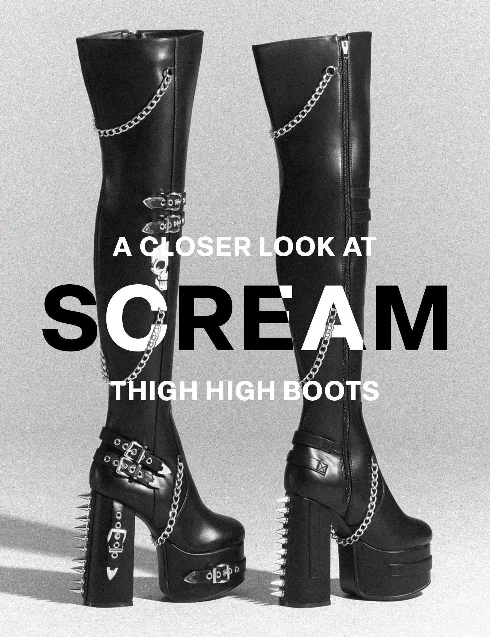 Scream Wide Calf Platform Thigh High Boots
