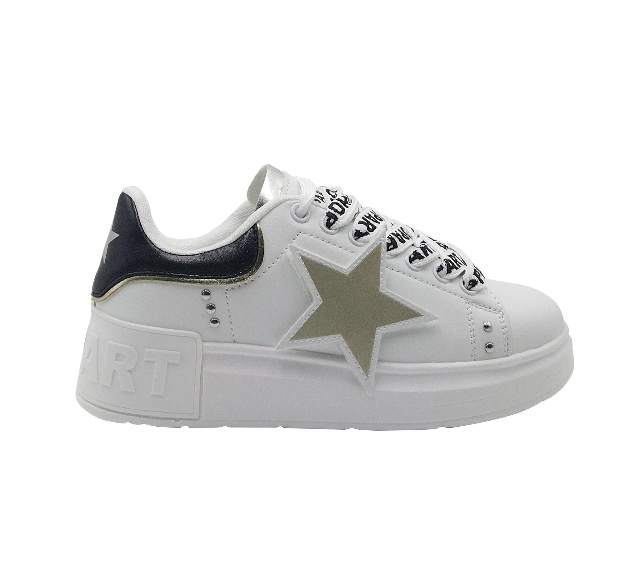 Shop Art donna scarpa sneakers Kim SASS240715 OFFWHITE/GOLD/SILVER/NERO