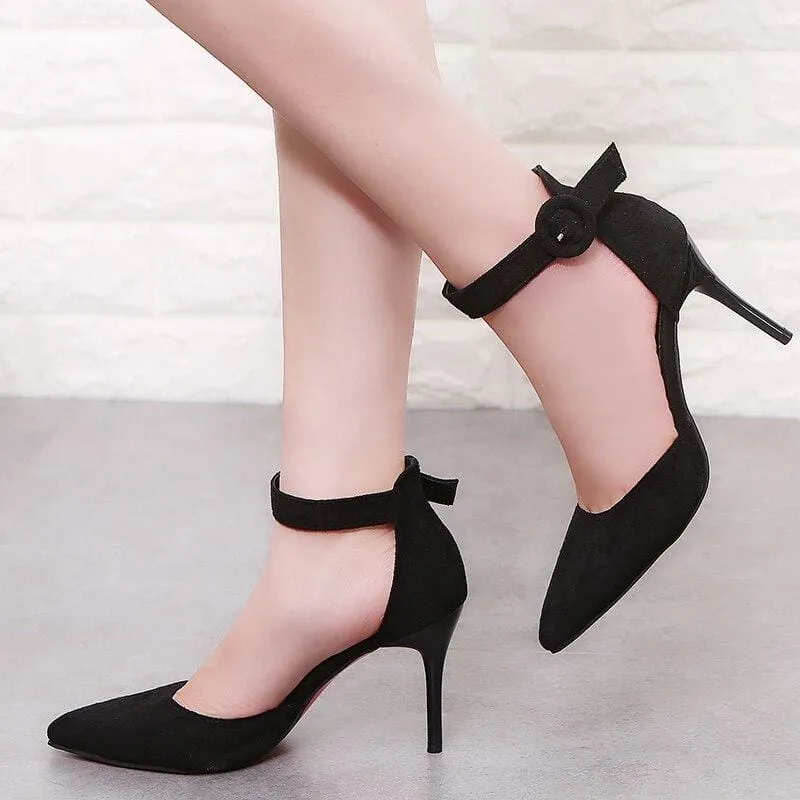 Solid Flock Shallow Pointed Toe Office Shoes