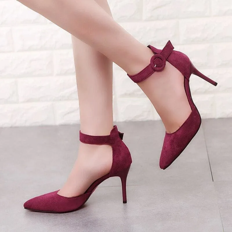 Solid Flock Shallow Pointed Toe Office Shoes