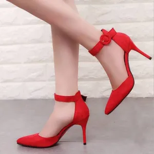 Solid Flock Shallow Pointed Toe Office Shoes