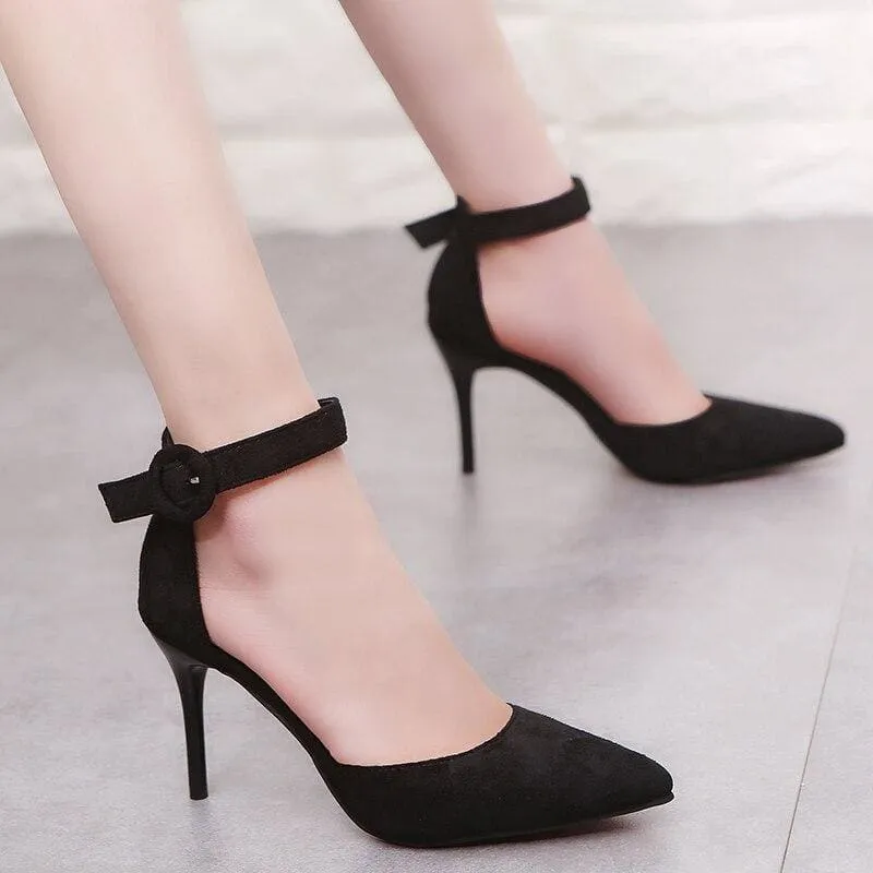 Solid Flock Shallow Pointed Toe Office Shoes