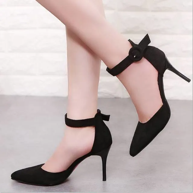 Solid Flock Shallow Pointed Toe Office Shoes
