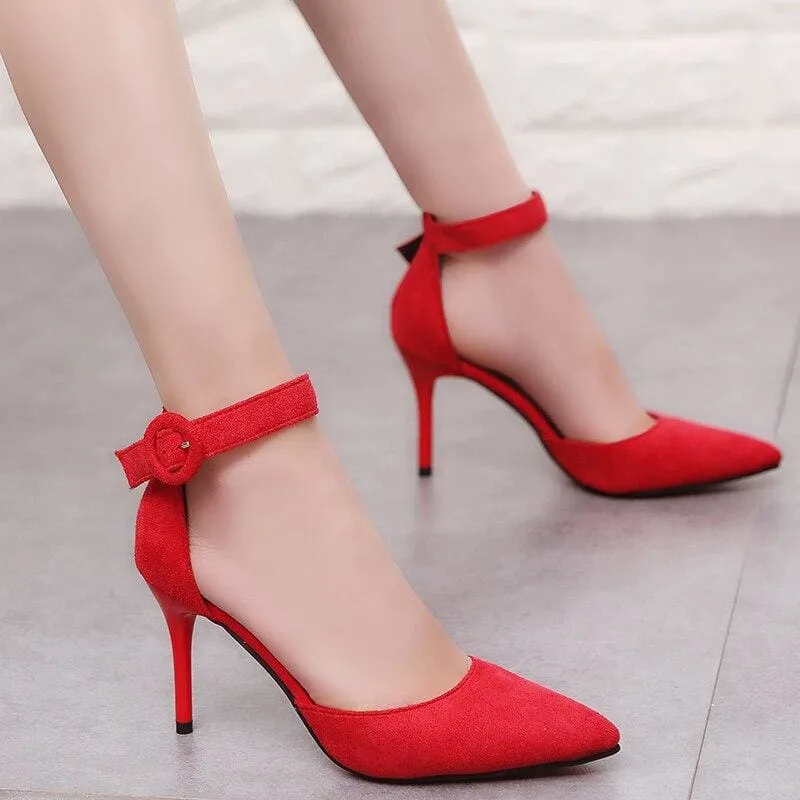 Solid Flock Shallow Pointed Toe Office Shoes