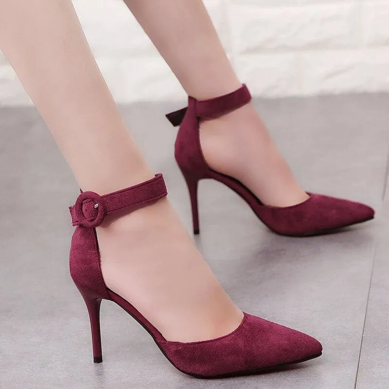 Solid Flock Shallow Pointed Toe Office Shoes