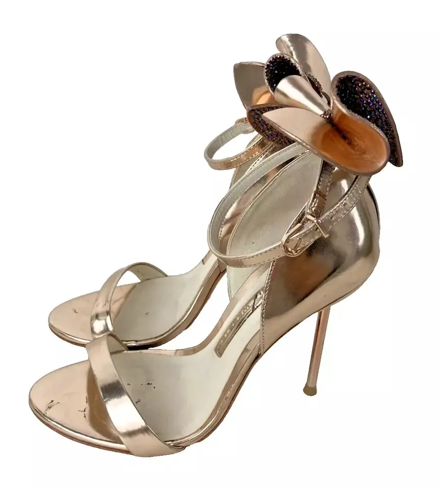 Sophia Webster Rose Gold Glitter Bow Metallic Women's Heels UK 3