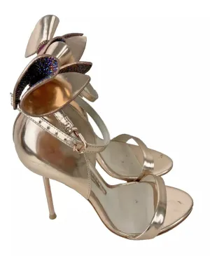 Sophia Webster Rose Gold Glitter Bow Metallic Women's Heels UK 3