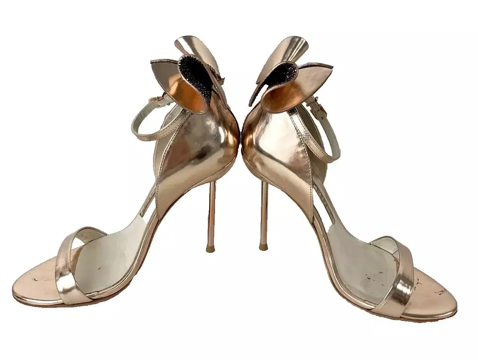 Sophia Webster Rose Gold Glitter Bow Metallic Women's Heels UK 3