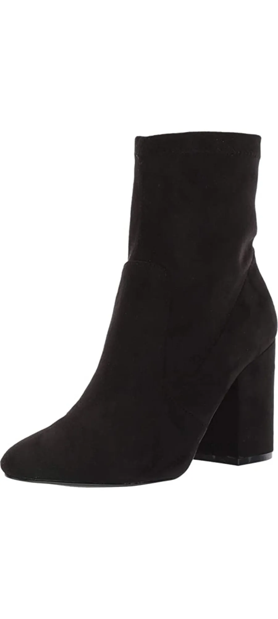 Steve Madden Revolution Bootie Block Heeled Pointed Toe Ankle Boots Black Suede