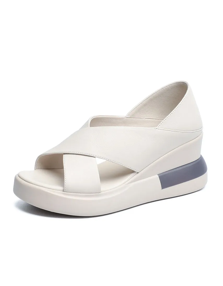 Summer Cross Strap Open Toe Wedge Sandals