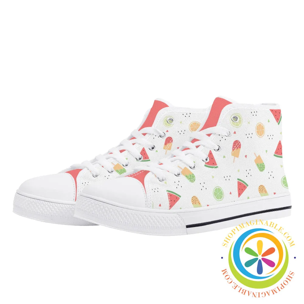 Summer Watermelon Ladies High Top Canvas Shoes