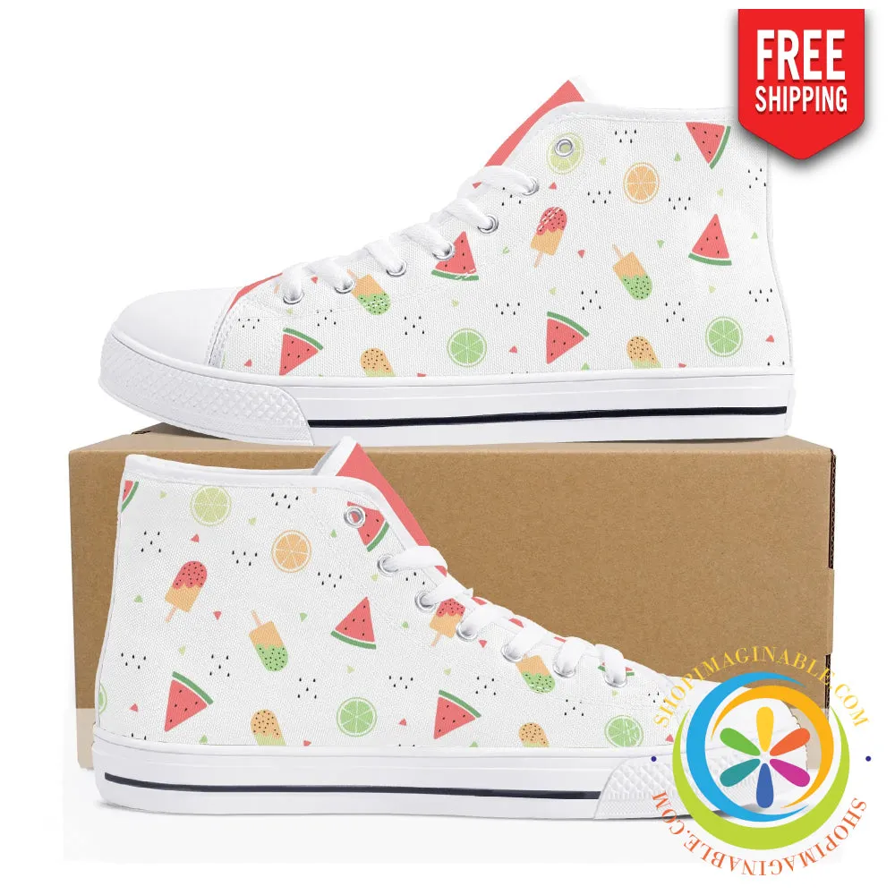 Summer Watermelon Ladies High Top Canvas Shoes