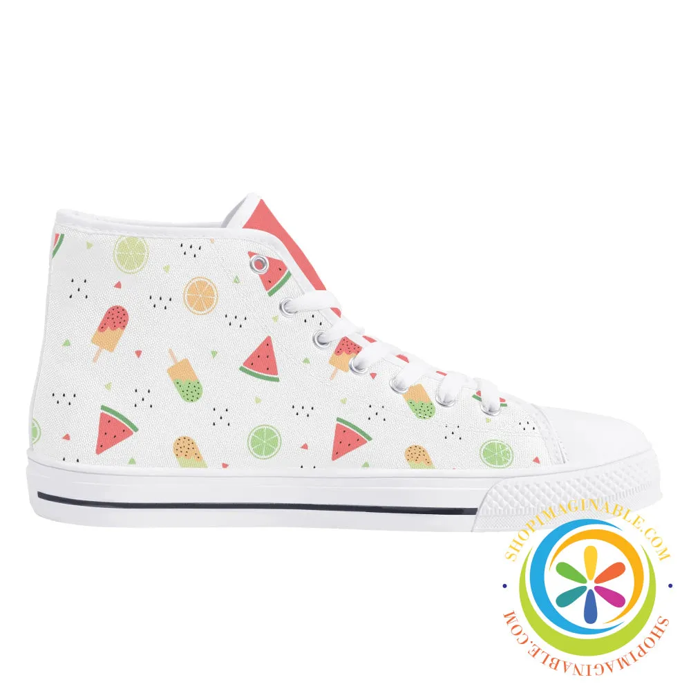 Summer Watermelon Ladies High Top Canvas Shoes
