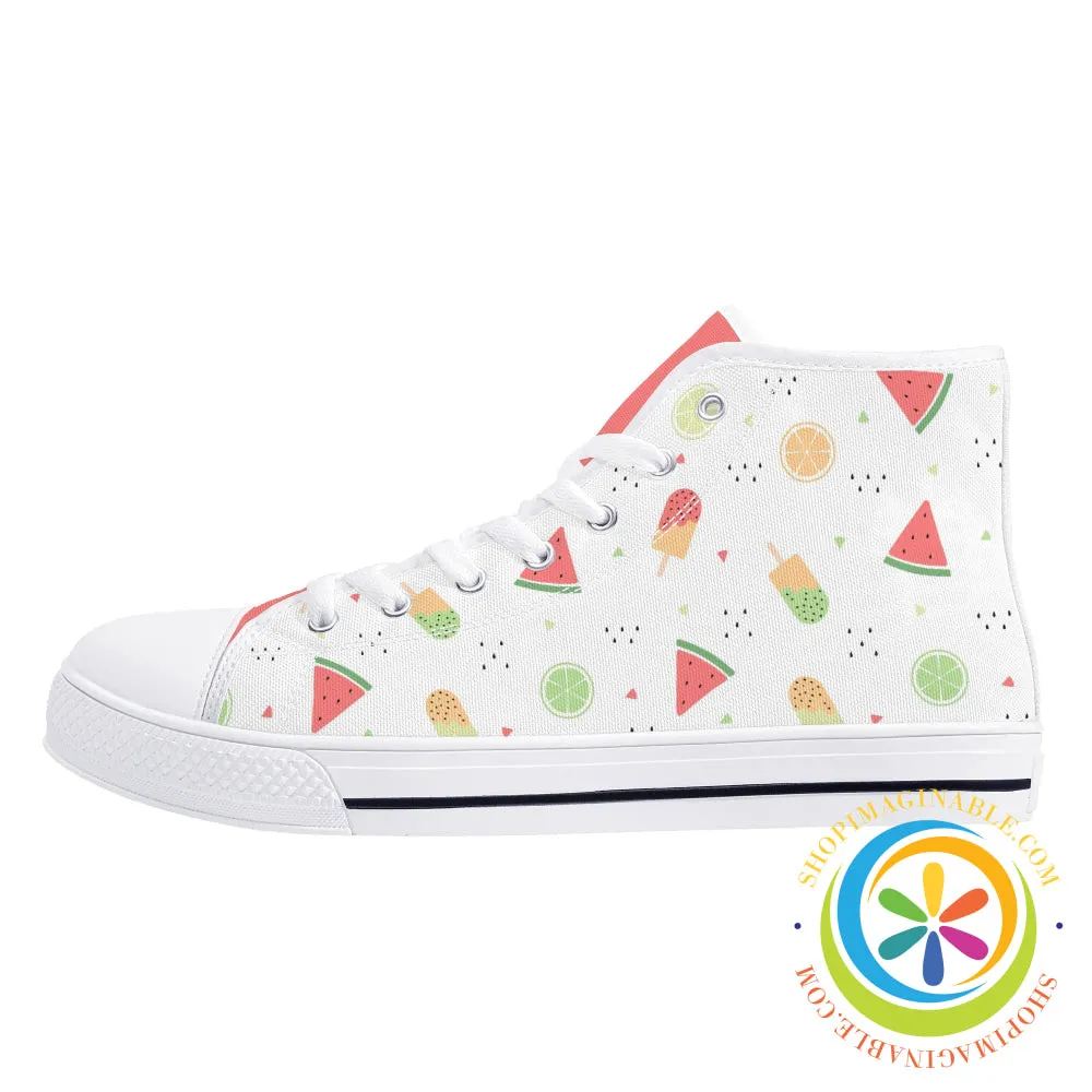 Summer Watermelon Ladies High Top Canvas Shoes